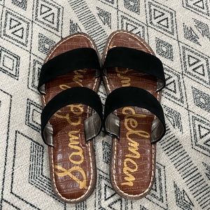 Sam Edelman Gala 2 strap slide sandals- Black Suede- Size 6.5